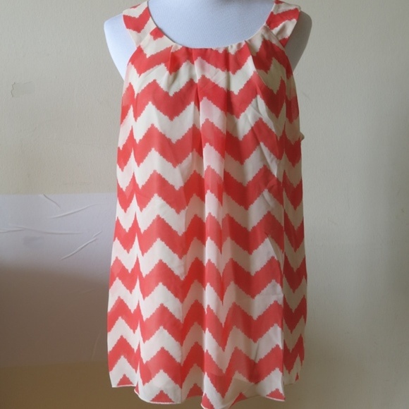 MAURICES Chevron Stripe Lined Sleeveless Top Blouse - Size 0 - Picture 2 of 7